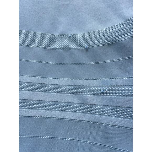 Vintage Sky Blue Woven Damask Tablecloth Rectangular Striped 1980s Fabric Craft - Picture 10 of 13